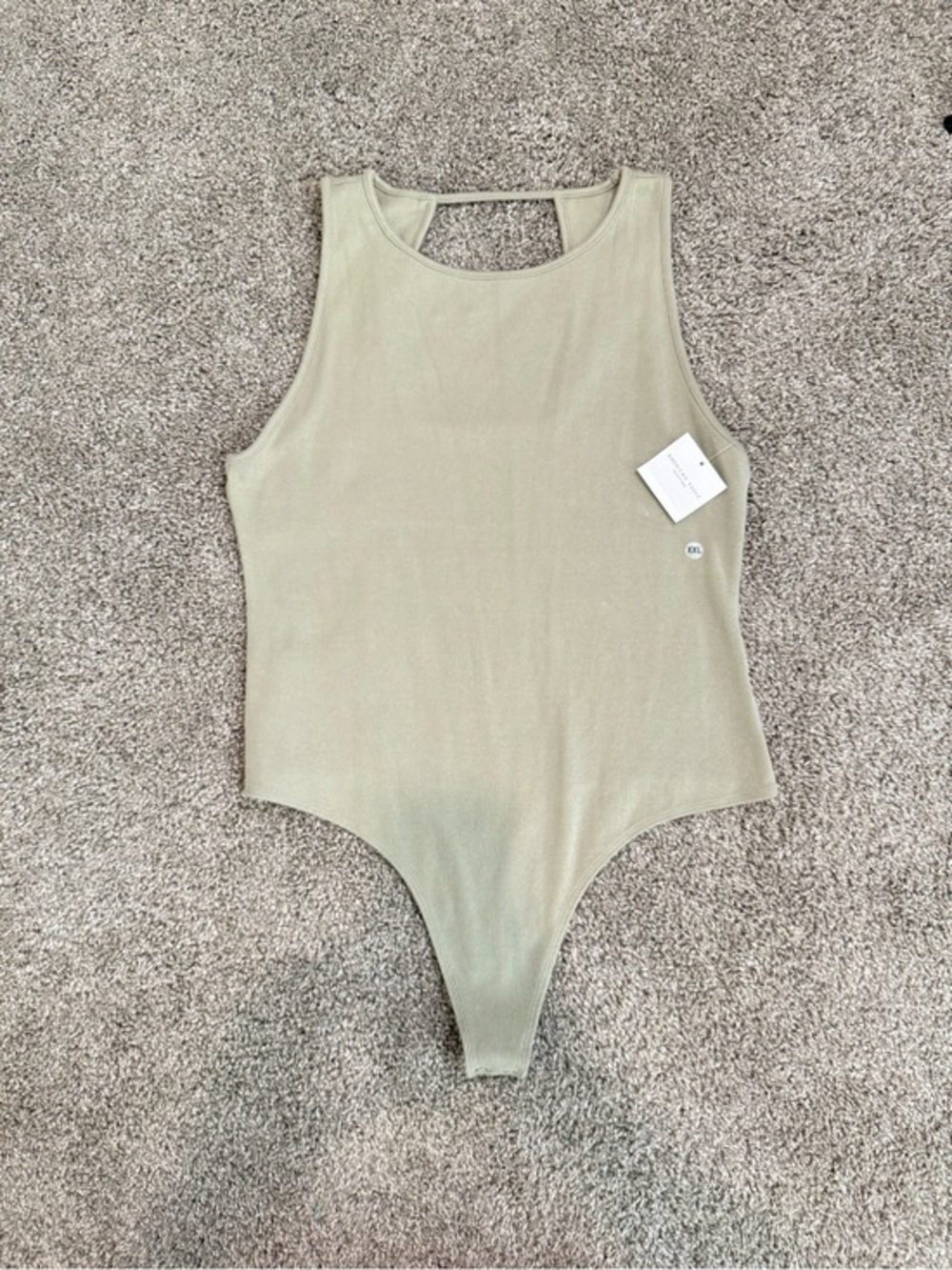American Eagle Outfitters Sleeveless Ribbed One-Piece Bodysuit - Sage Green